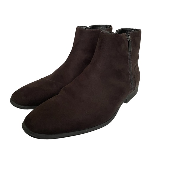 Calvin Klein Mens Luciano Dark Brown Suede Ankle Boots EUC Size 9 - Picture 2 of 11